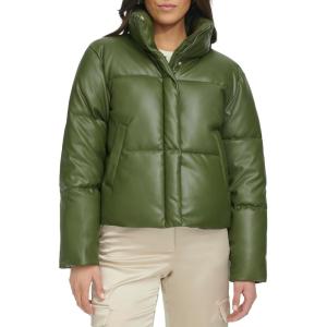 Levi’s Womens Vegan Leather Quilted Short Puffer Jacket(Thyme)