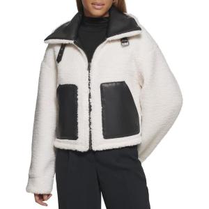 Levi’s womens Shorty Reversible Sherpa Faux Leather Jacket(Black/Cream)