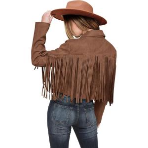 PRETTYGARDEN Women’s Fringe Faux Suede Leather Jackets Fall Fashion 2026 Tassel Motorcycle Cropped Coats(Coffee)