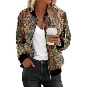 Zeagoo Women’s Bomber Jacket Casual Coat Zip Up Spring Fall Clothes with Pockets S-XXL(Multicolor)