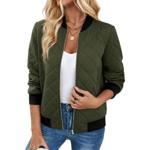 Zeagoo Women’s Bomber Jacket Casual Coat Zip Up Spring Fall Clothes with Pockets S-XXL(Z_army Green)