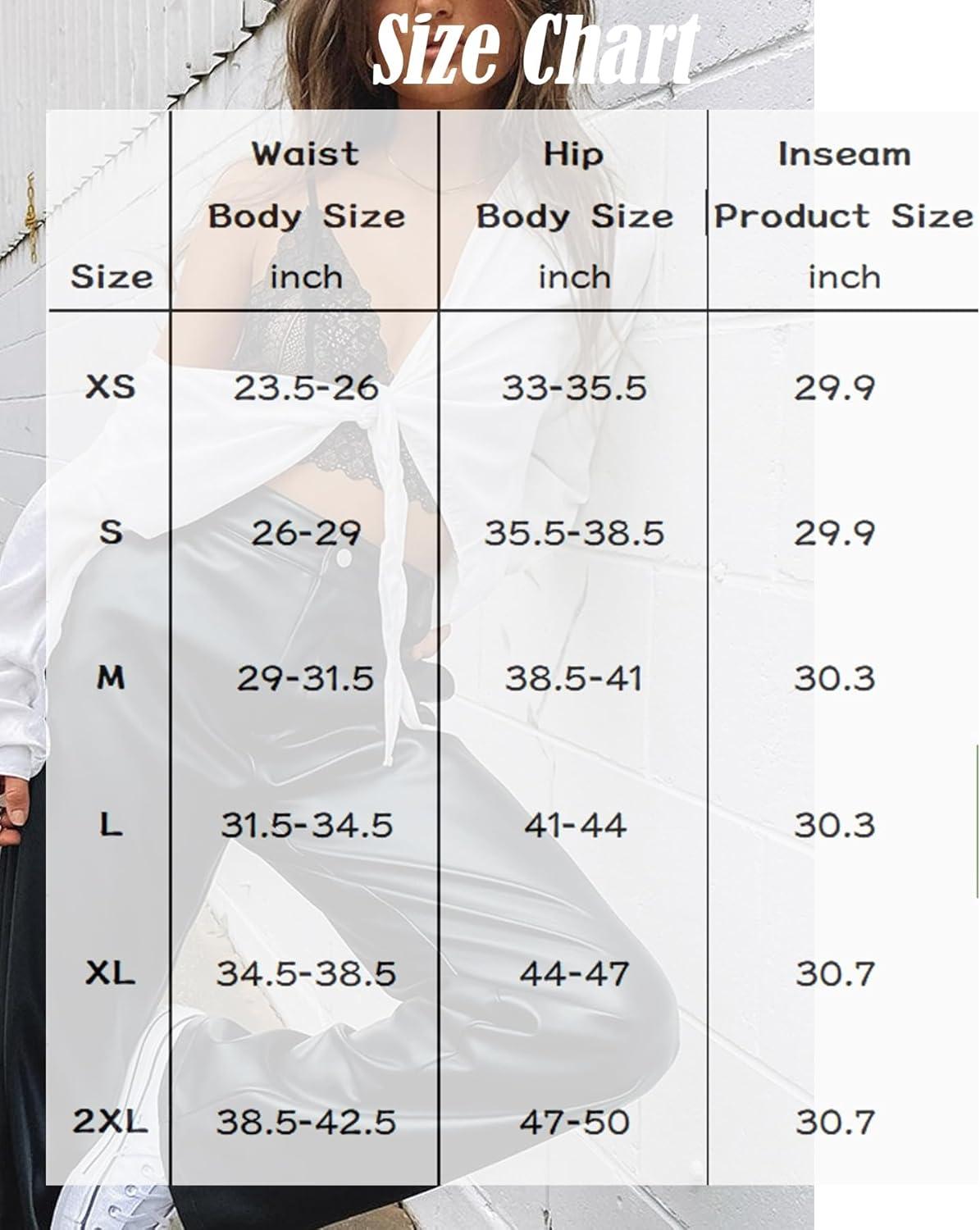 imageNavneet Women Faux Leather Pants PU High Waist Straight Leg Pant with Pockets Leather Leggings Bell Bottom Flare Pants0 Black Wide Leg Leather Pants