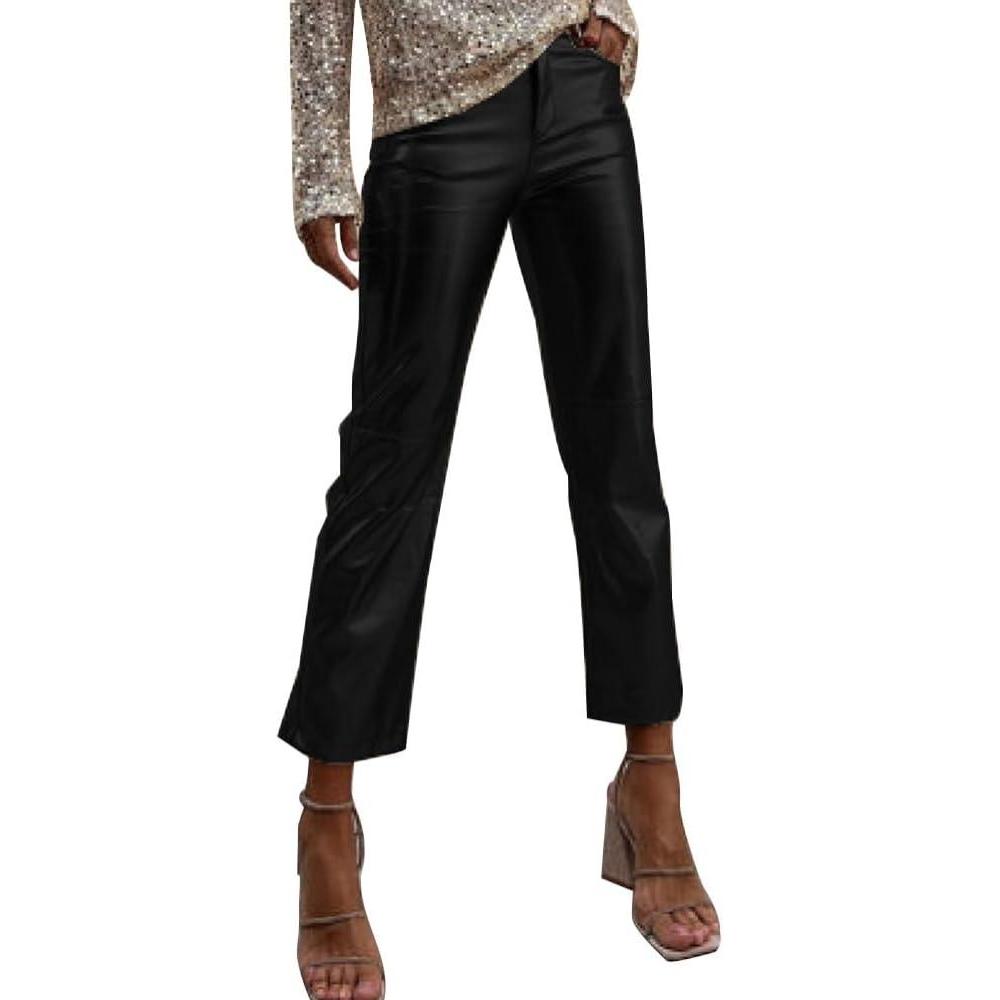 imageShiny Metallic Womens Holographic Glitter Rave Dance Cropped PantsBlack