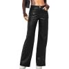 #0 Black Wide Leg Leather Pants