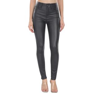 Womens High Waisted Stretch Faux Leather Pants PU Coated Legging Juniors(094-night Grey)