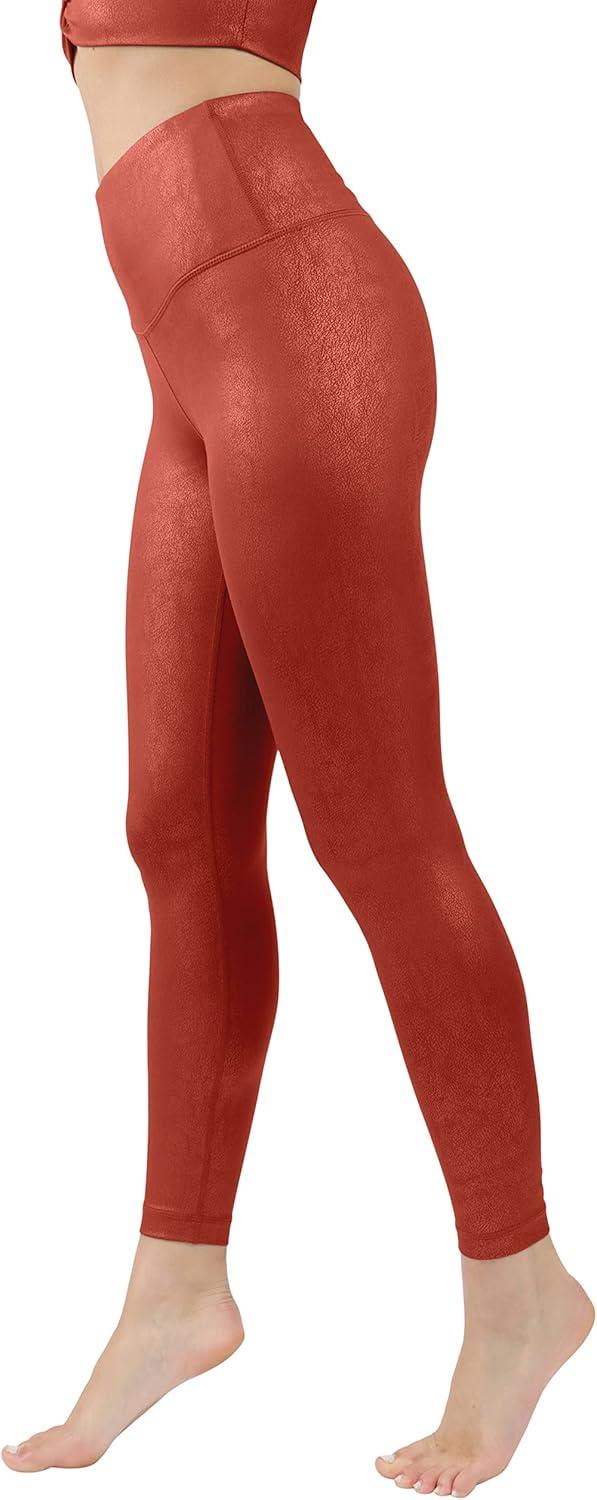 image90 Degree By Reflex Womens High Waist Squat Proof Ankle Length Printed LeggingsCracked Fired Brick