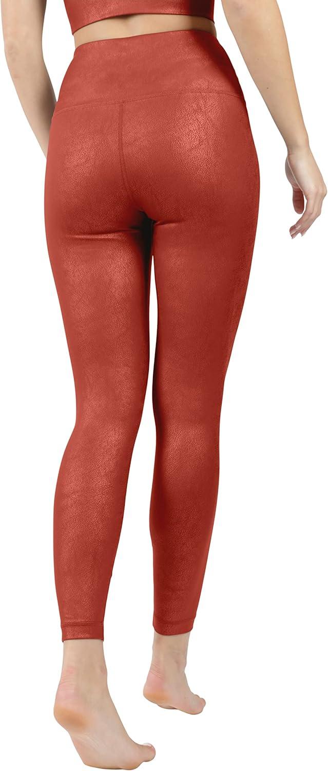 image90 Degree By Reflex Womens High Waist Squat Proof Ankle Length Printed LeggingsCracked Fired Brick