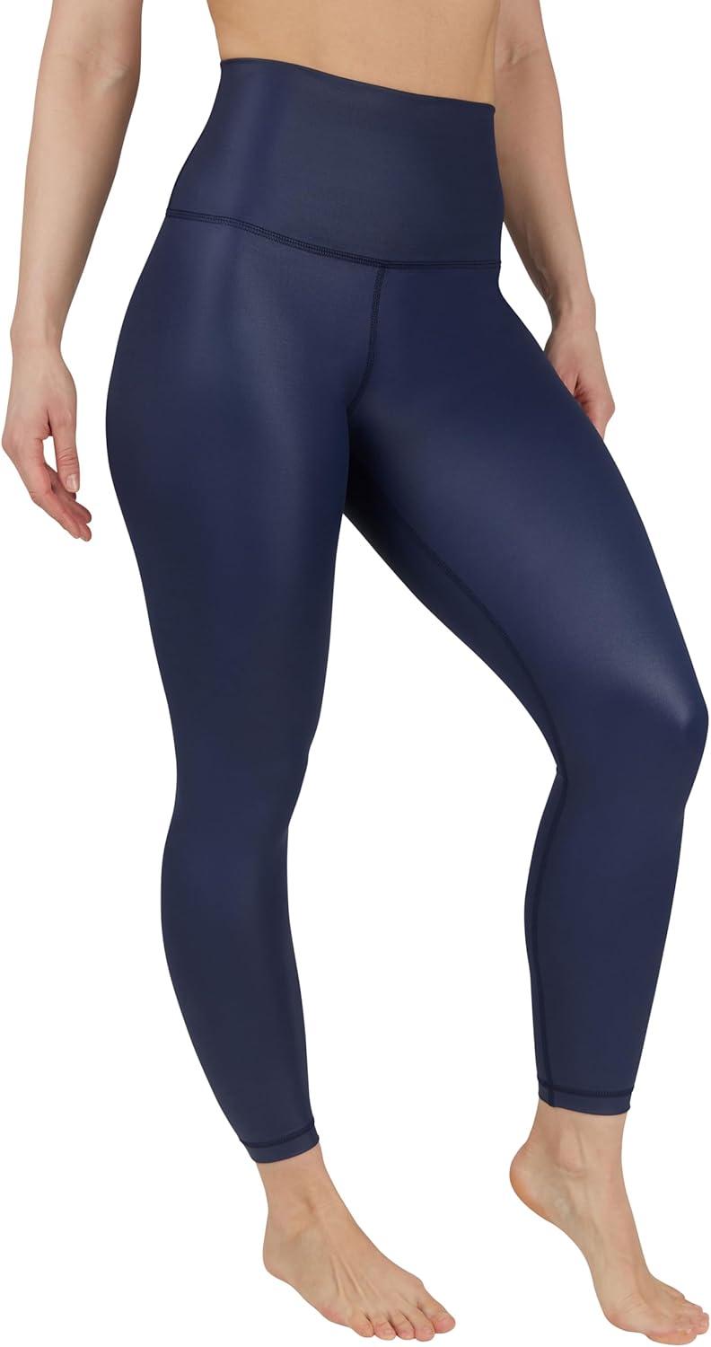 image90 Degree By Reflex Womens High Waist Squat Proof Ankle Length Printed LeggingsDark Navy Elastic Free Super High Waist