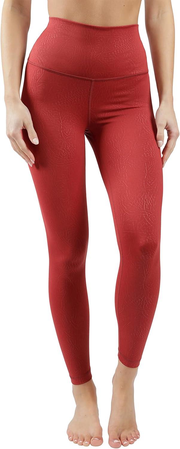 image90 Degree By Reflex Womens High Waist Squat Proof Ankle Length Printed LeggingsPython Sangria