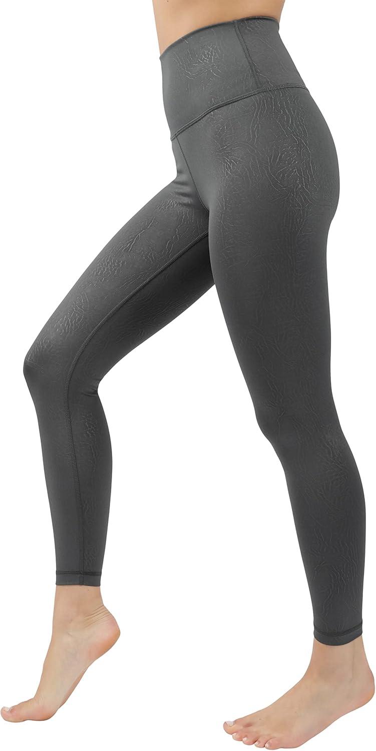image90 Degree By Reflex Womens High Waist Squat Proof Ankle Length Printed LeggingsPython Shire Green