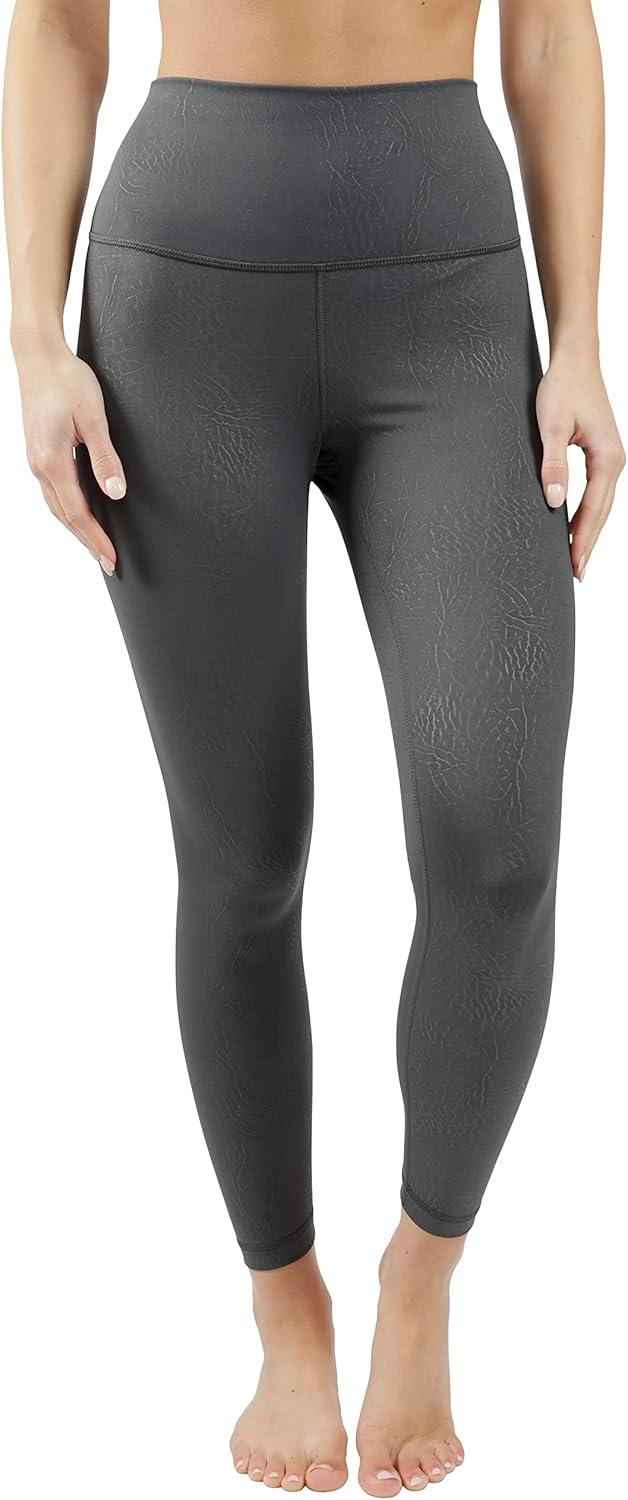image90 Degree By Reflex Womens High Waist Squat Proof Ankle Length Printed LeggingsPython Shire Green