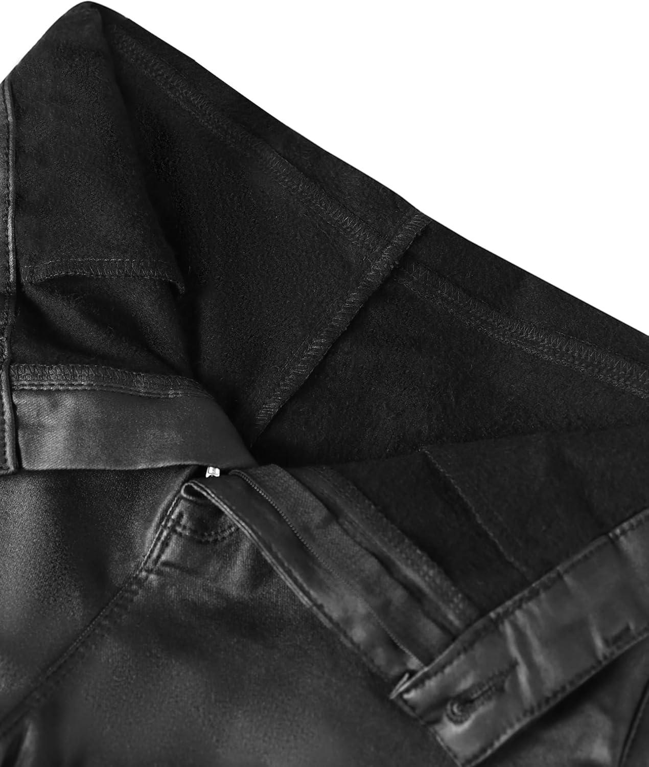 imageAvanova Women Faux Leather Pants for Women Low Rise Thick Thermal Lined Skinny Sexy LeggingsBlack