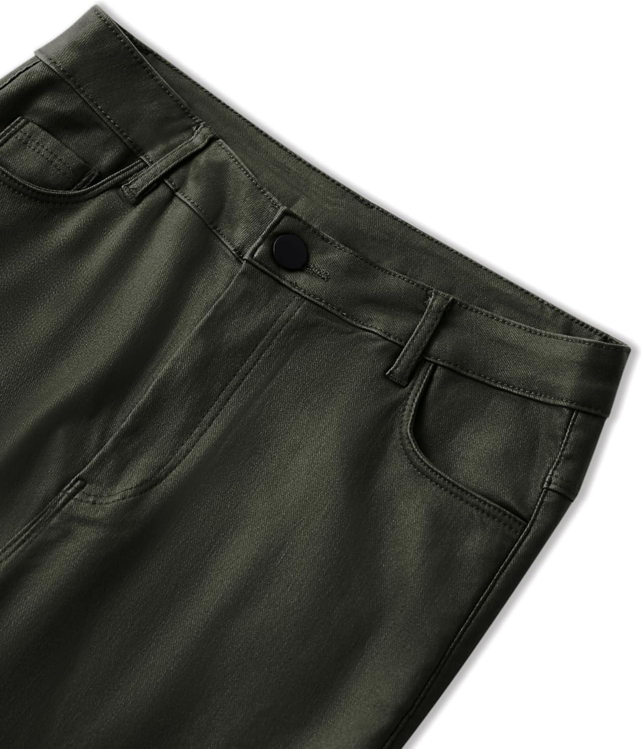 imageAvanova Women Faux Leather Pants for Women Low Rise Thick Thermal Lined Skinny Sexy LeggingsGreen