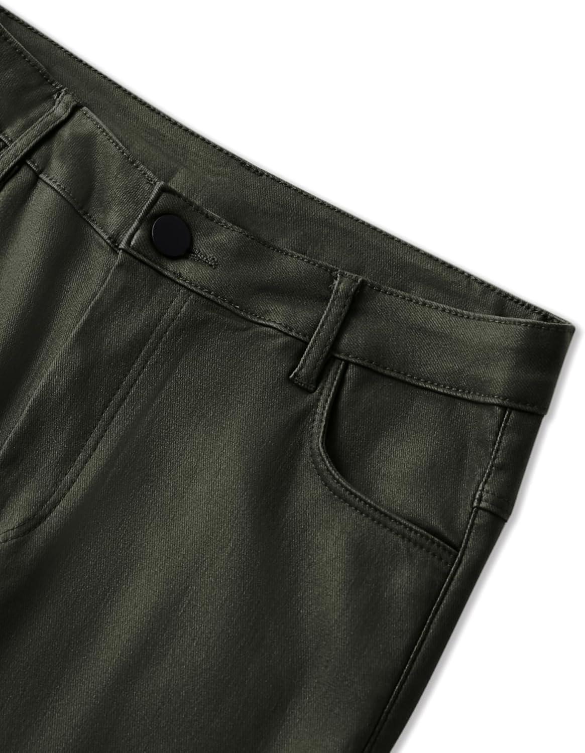 imageAvanova Women Faux Leather Pants for Women Low Rise Thick Thermal Lined Skinny Sexy LeggingsGreen