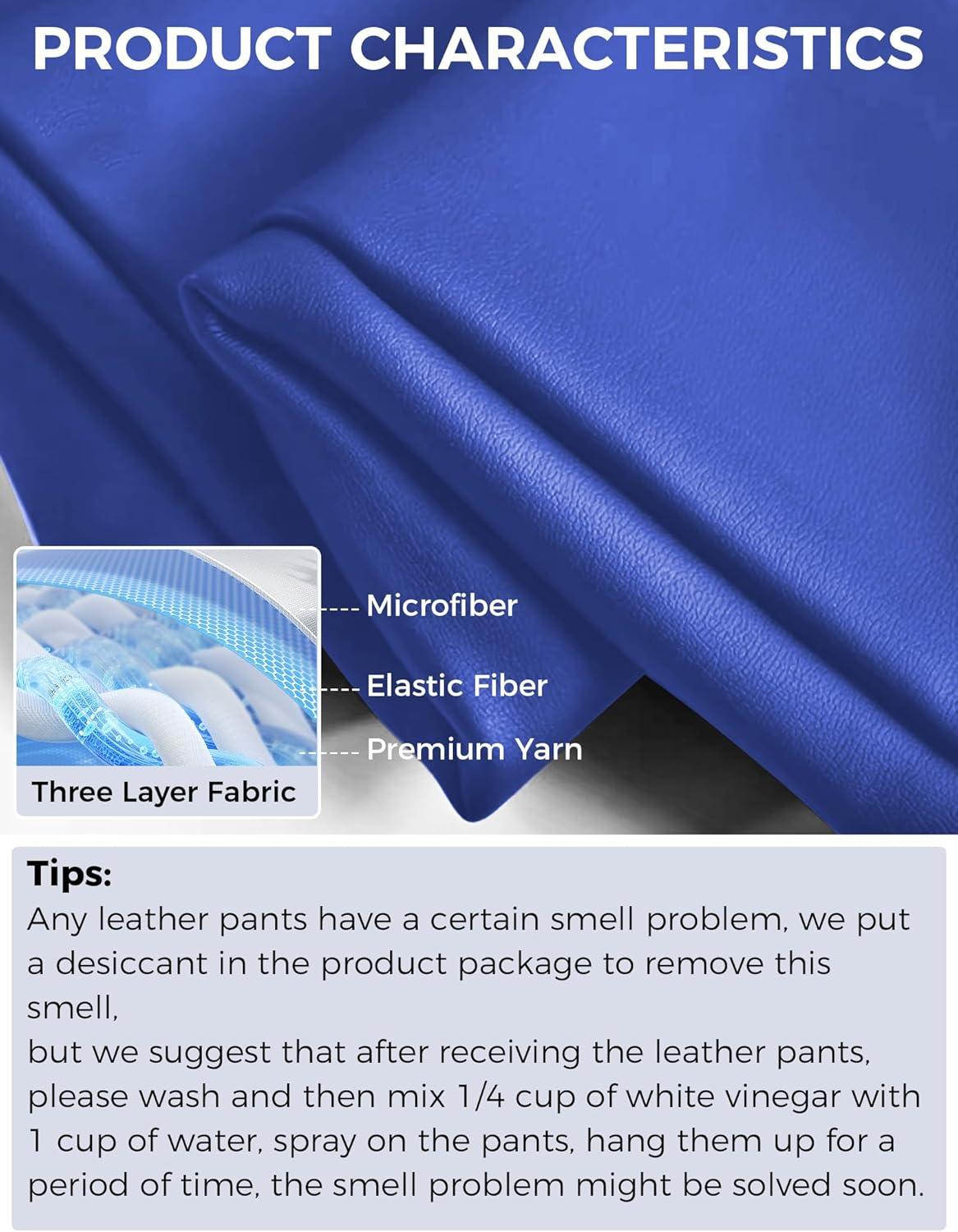 imageBuauty Faux Leather Leggings for Women High Waisted Leather Pants Tummy Control Stretch Pleather PU PantsBlue