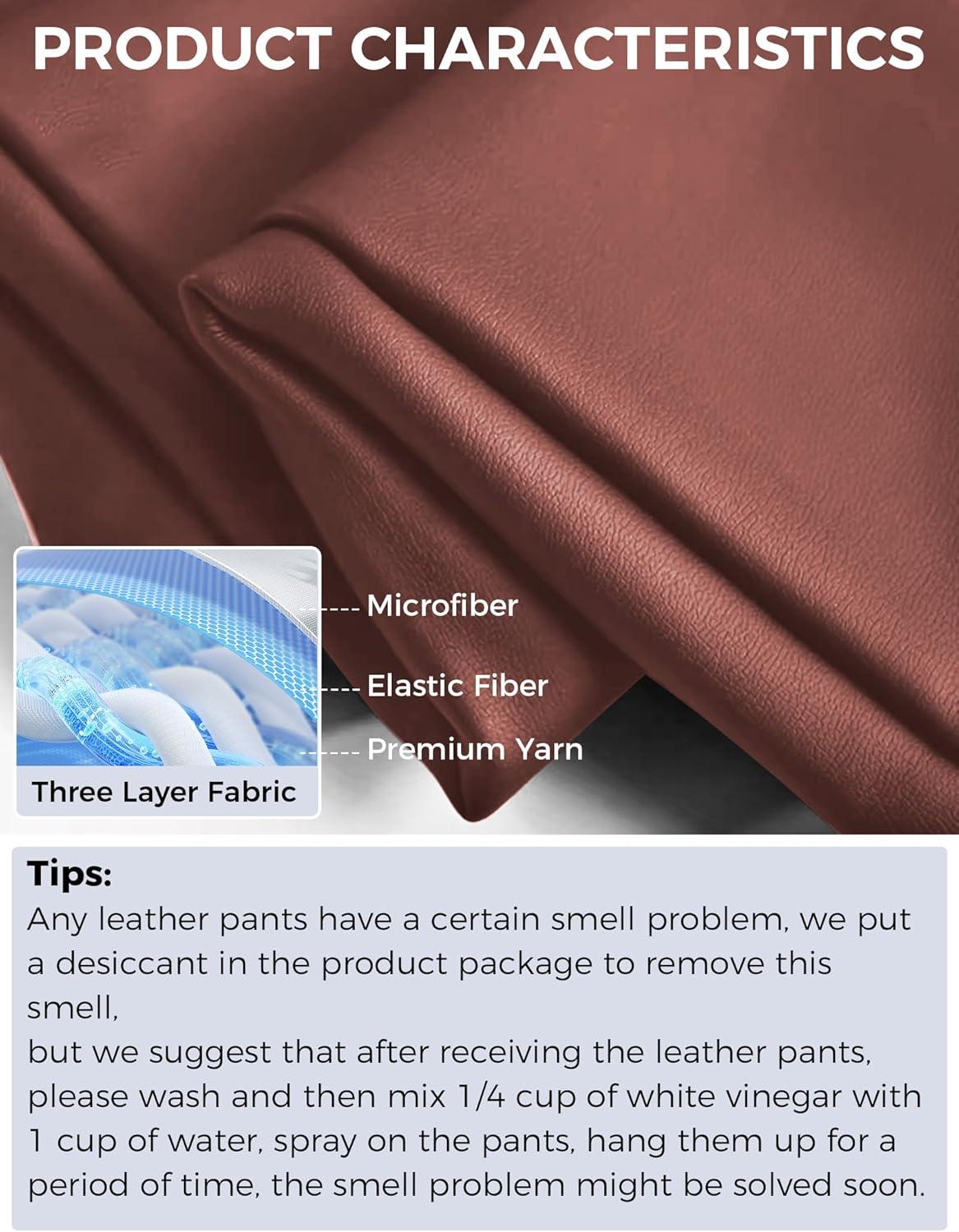 imageBuauty Faux Leather Leggings for Women High Waisted Leather Pants Tummy Control Stretch Pleather PU PantsBrown