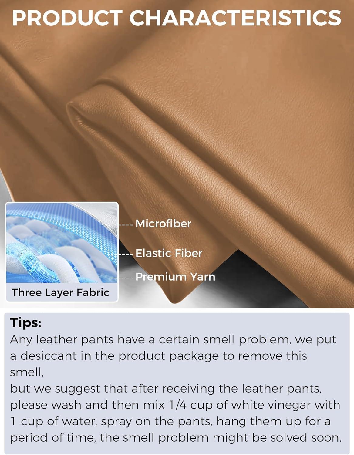 imageBuauty Faux Leather Leggings for Women High Waisted Leather Pants Tummy Control Stretch Pleather PU PantsCoffee