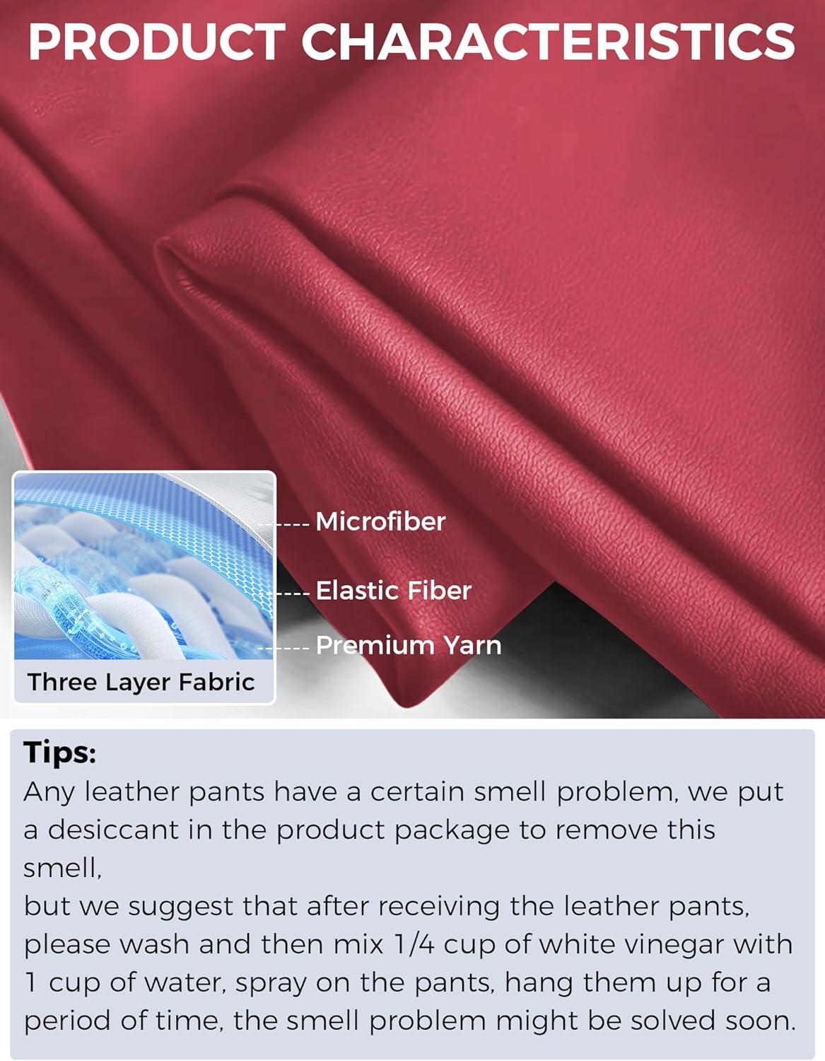 imageBuauty Faux Leather Leggings for Women High Waisted Leather Pants Tummy Control Stretch Pleather PU PantsRed