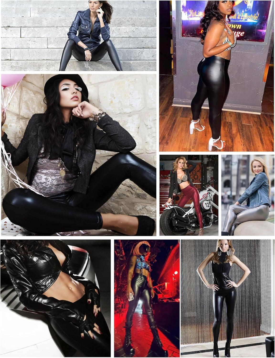 imageBuauty Faux Leather Leggings for Women High Waisted Leather Pants Tummy Control Stretch Pleather PU PantsRed
