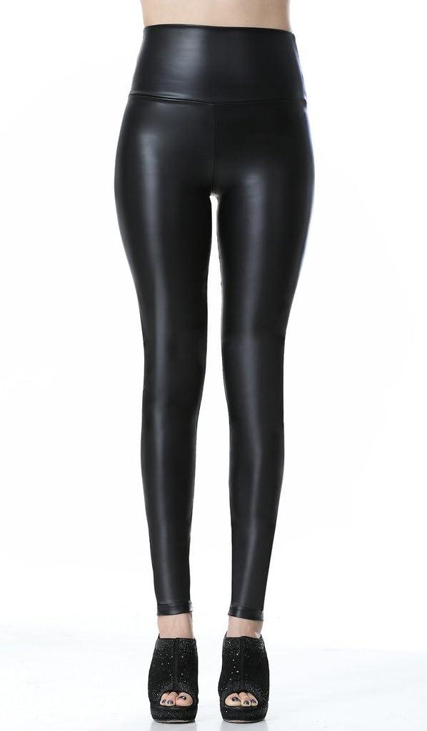 imageEverbellus Sexy Womens Faux Leather High Waisted LeggingsBlack