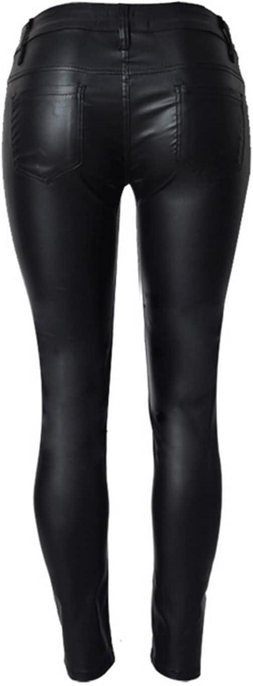 imageFaringoto Womens Pu Slim Pants Faux Leather Stretch Skinny Jeans Pencil Pants Biker Pants016