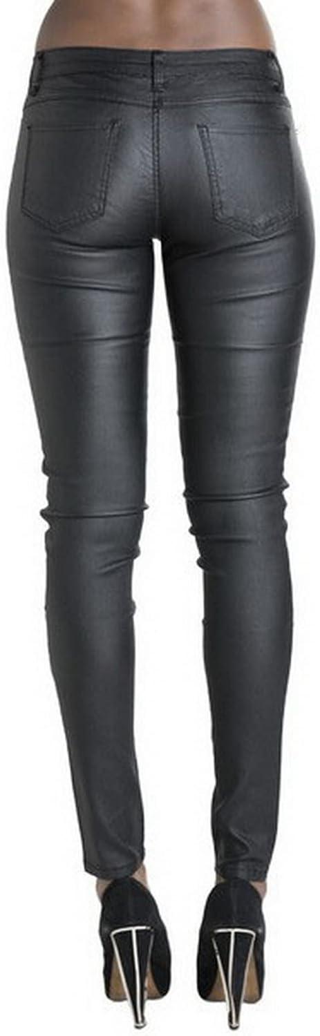 imageFaringoto Womens Pu Slim Pants Faux Leather Stretch Skinny Jeans Pencil Pants Biker Pants016