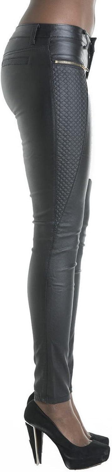 imageFaringoto Womens Pu Slim Pants Faux Leather Stretch Skinny Jeans Pencil Pants Biker Pants045