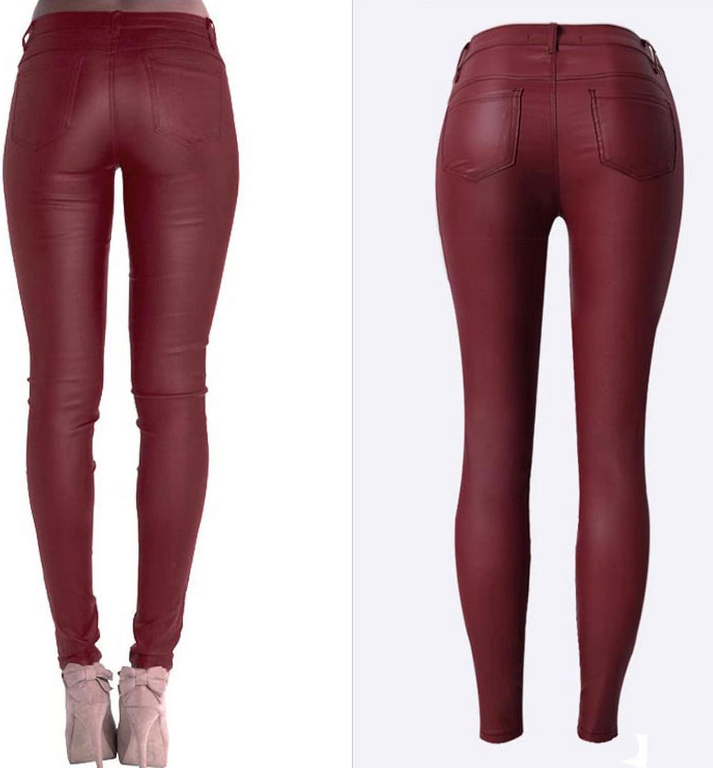 imageFaringoto Womens Pu Slim Pants Faux Leather Stretch Skinny Jeans Pencil Pants Biker Pants058