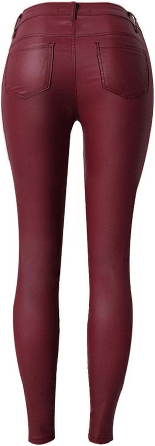 imageFaringoto Womens Pu Slim Pants Faux Leather Stretch Skinny Jeans Pencil Pants Biker Pants058