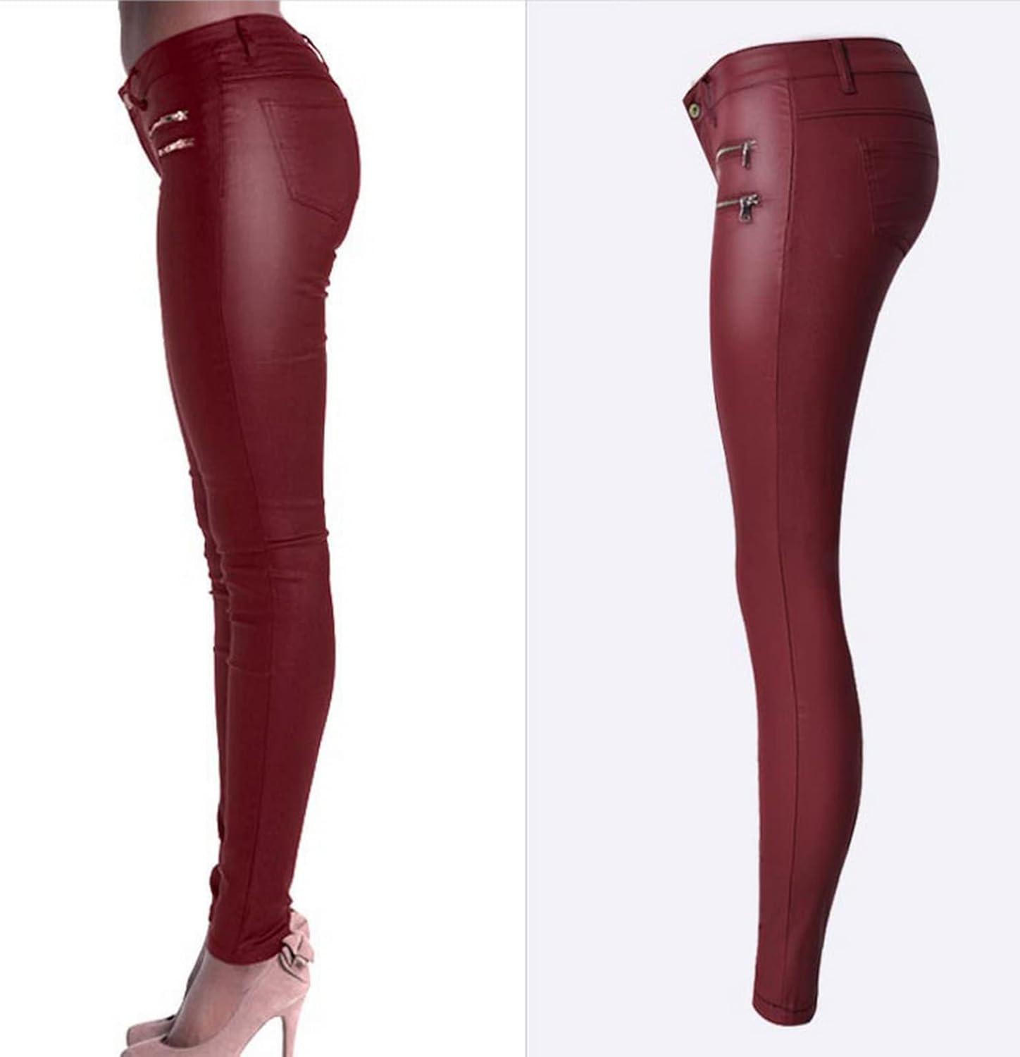 imageFaringoto Womens Pu Slim Pants Faux Leather Stretch Skinny Jeans Pencil Pants Biker Pants058