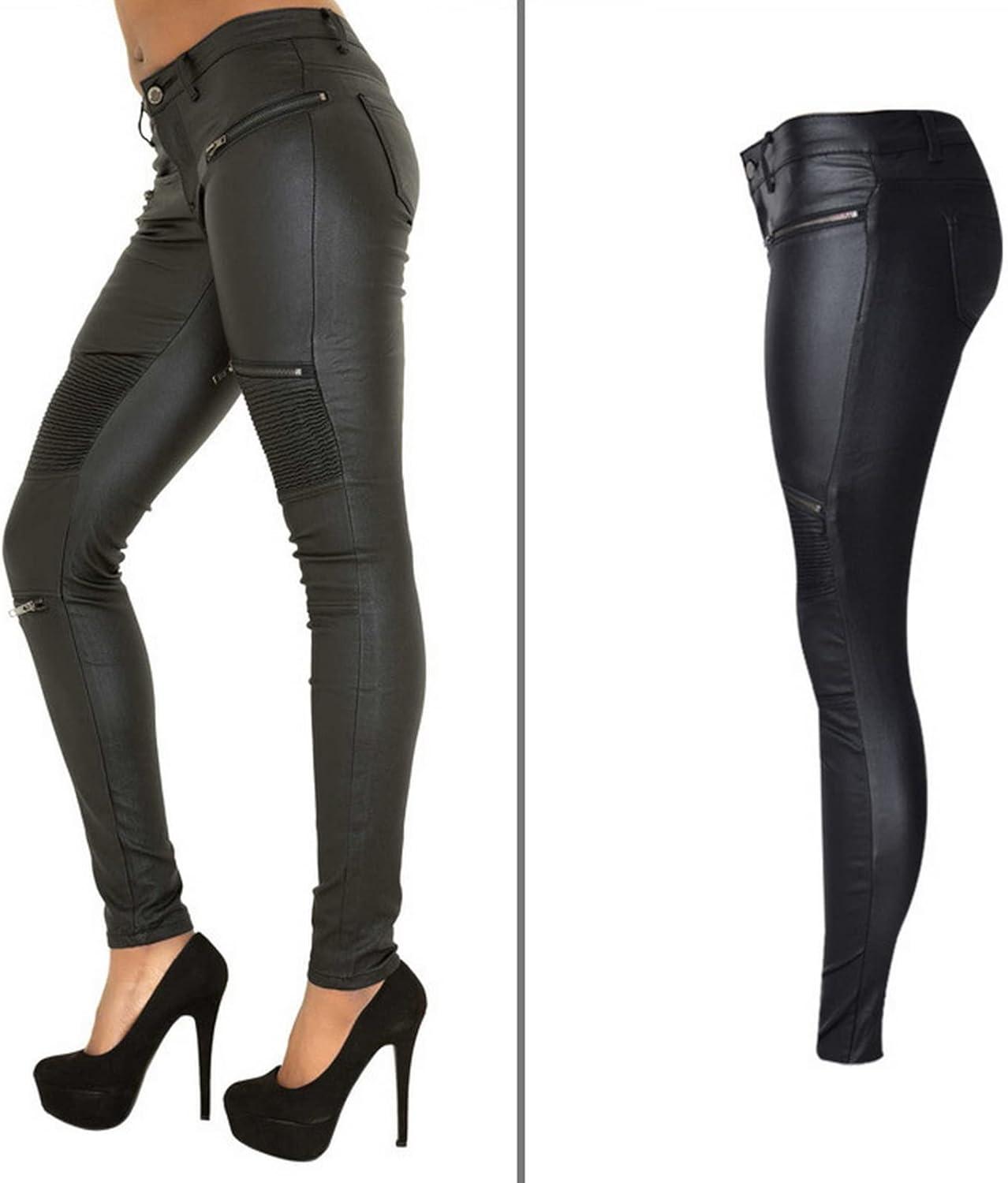 imageFaringoto Womens Pu Slim Pants Faux Leather Stretch Skinny Jeans Pencil Pants Biker Pants113