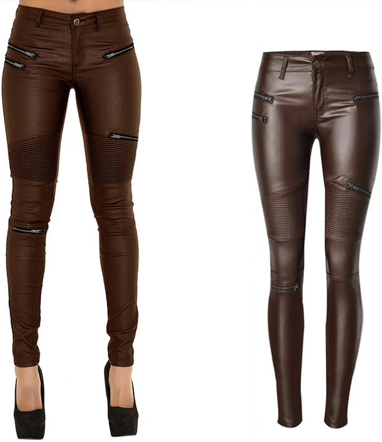 imageFaringoto Womens Pu Slim Pants Faux Leather Stretch Skinny Jeans Pencil Pants Biker Pants230