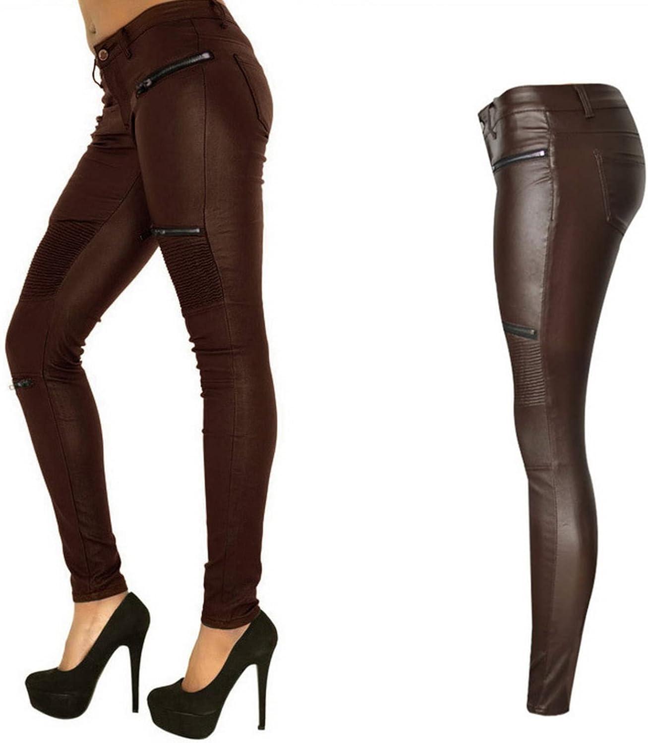 imageFaringoto Womens Pu Slim Pants Faux Leather Stretch Skinny Jeans Pencil Pants Biker Pants230