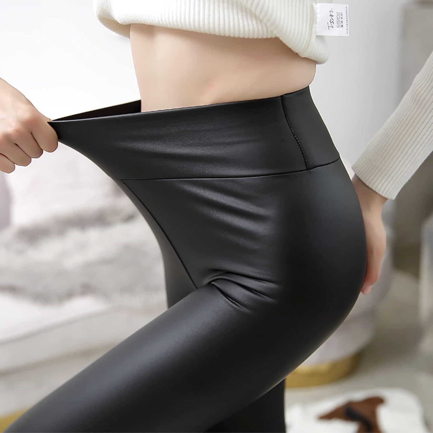 imageFaux Leather Leggings for Women High Waisted Leather Pants Tummy Control Stretch Pleather PU Butt Lifting Pants SlimBlack