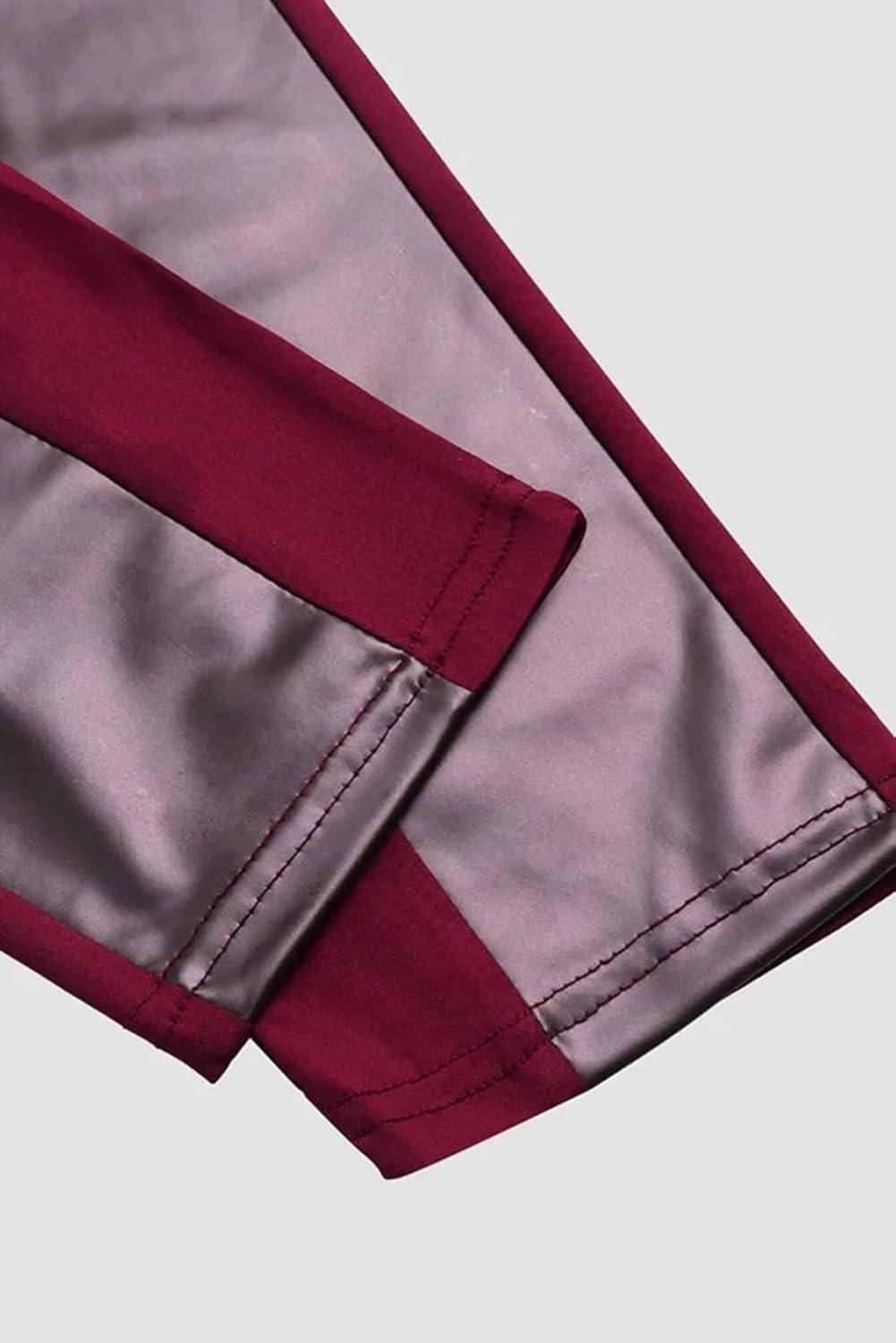 imageFlamingals Faux Leather Leggings for Women Tummy Control High Waisted Motorcycle Leggings Women with Pockets Patch ZipBurgundy