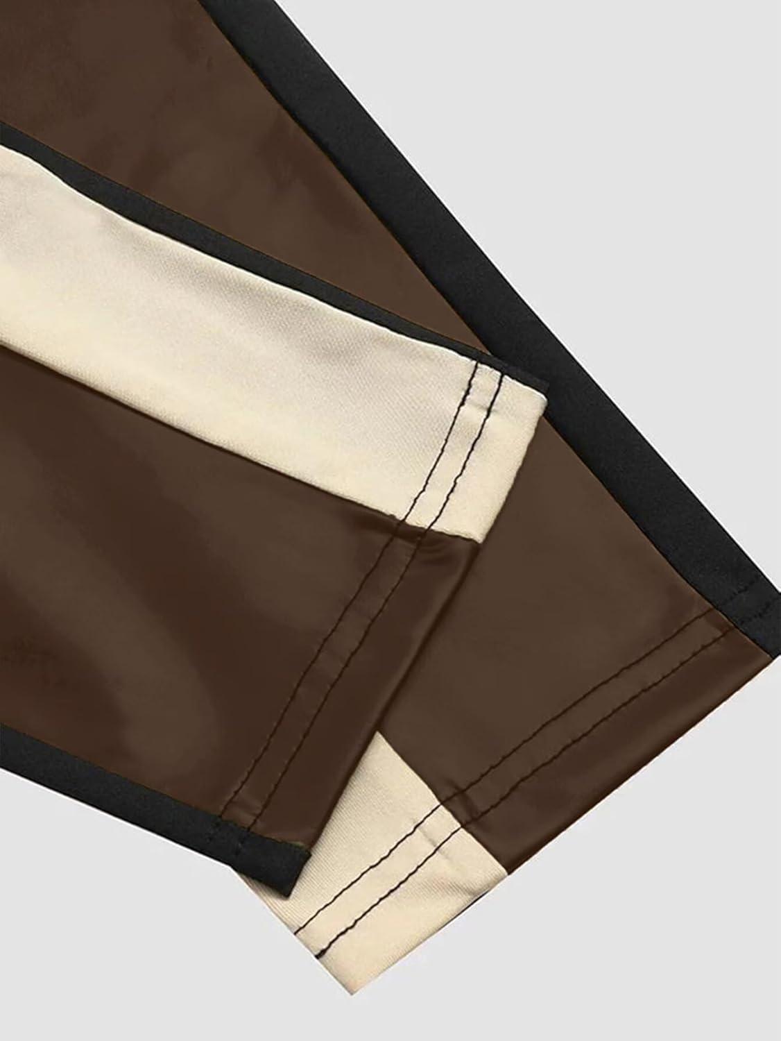 imageFlamingals Faux Leather Leggings for Women Tummy Control High Waisted Motorcycle Leggings Women with Pockets Patch ZipDeep Brown