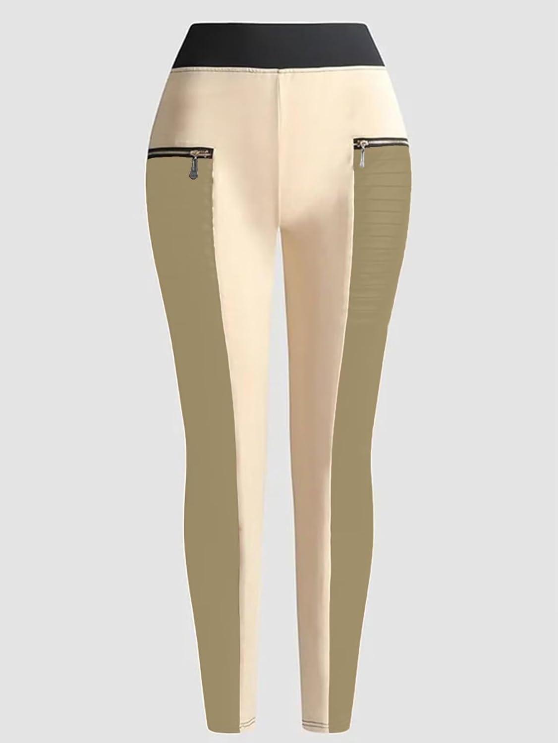 imageFlamingals Faux Leather Leggings for Women Tummy Control High Waisted Motorcycle Leggings Women with Pockets Patch ZipGreen