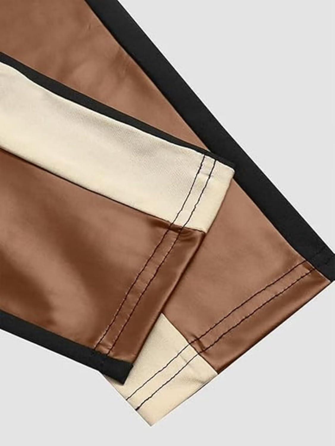 imageFlamingals Faux Leather Leggings for Women Tummy Control High Waisted Motorcycle Leggings Women with Pockets Patch ZipPure Brown