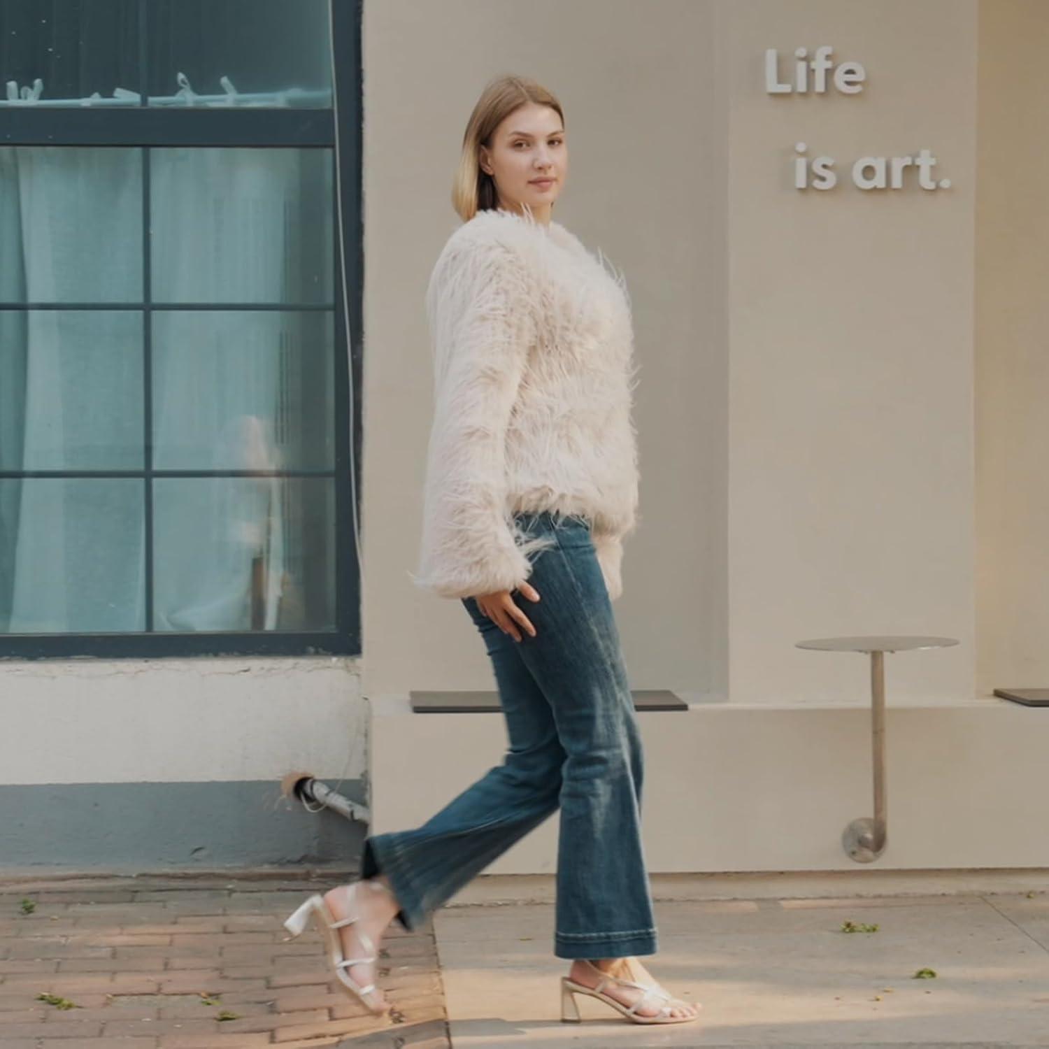 imageFur Coats For Women 2025 Plus Size Mongolian Faux Fuzzy Jacket Fluffy Long Sleeve Winter Coat with PocketsApricot Tassels