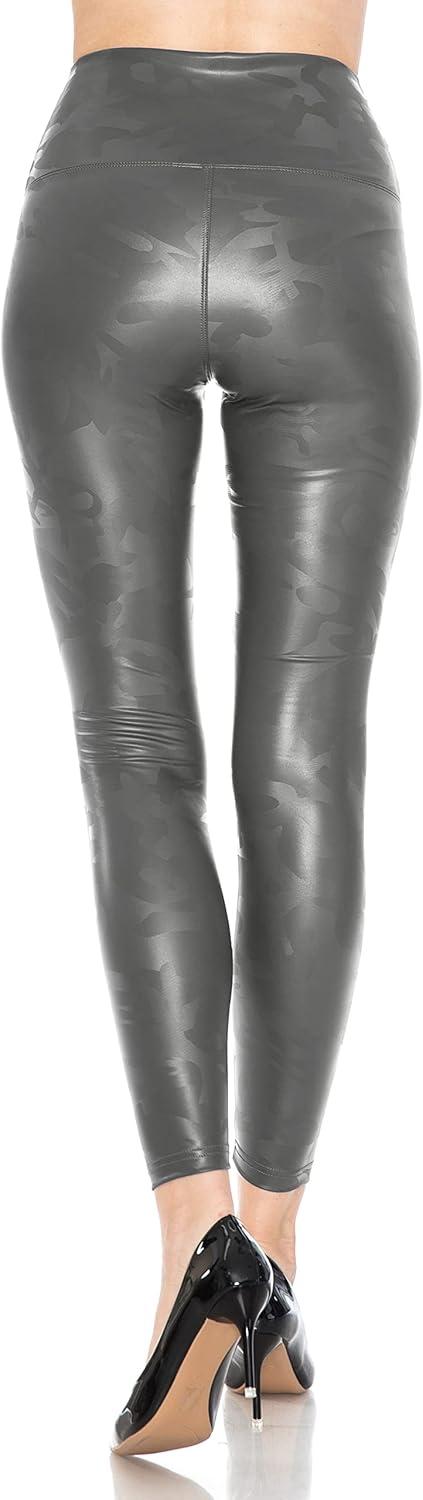 imageLeggings Depot Womens High Waist Faux Leather Leggings Tights Pleather PantsCamogrey