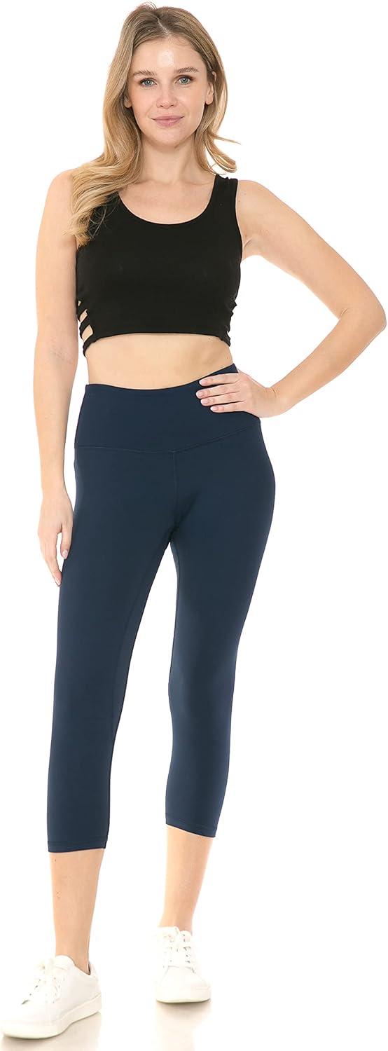 imageLeggings Depot Womens High Waist Faux Leather Leggings Tights Pleather PantsCaprinavy