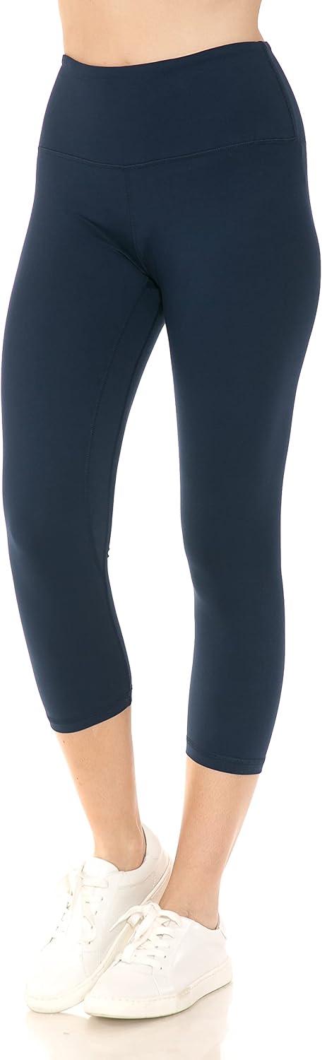 imageLeggings Depot Womens High Waist Faux Leather Leggings Tights Pleather PantsCaprinavy