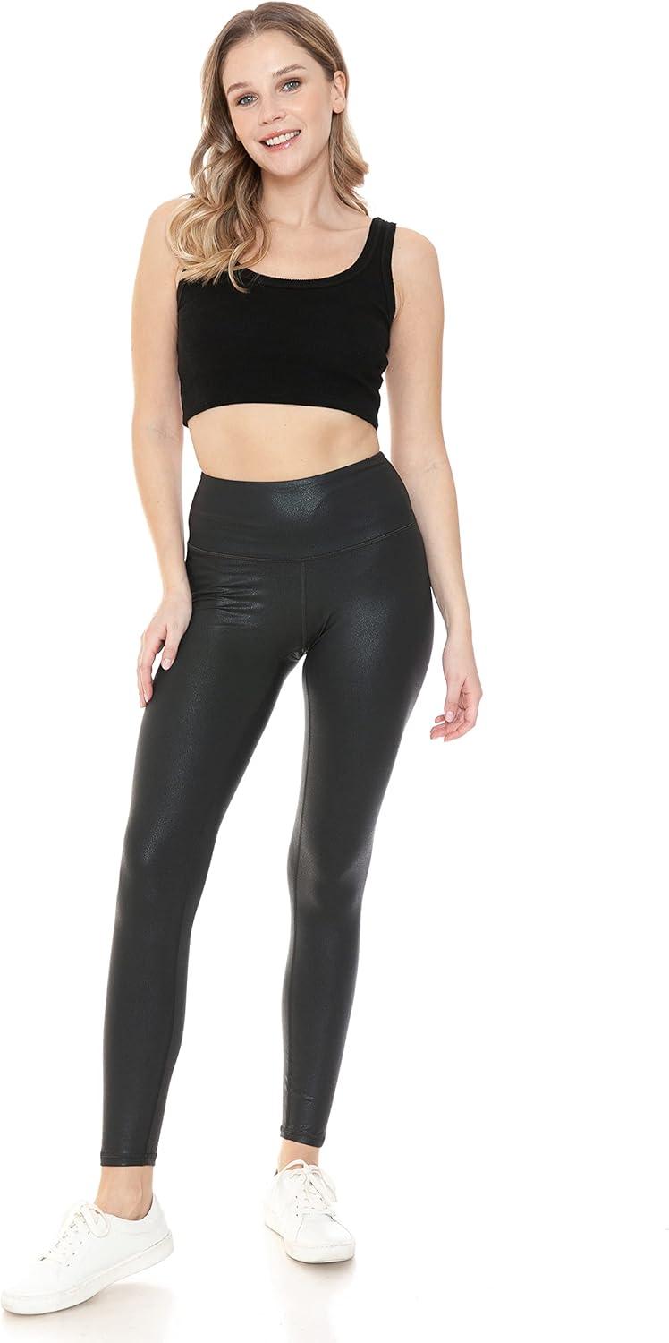 imageLeggings Depot Womens High Waist Faux Leather Leggings Tights Pleather PantsMatteblack