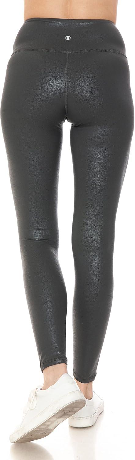 imageLeggings Depot Womens High Waist Faux Leather Leggings Tights Pleather PantsMattecharcoal