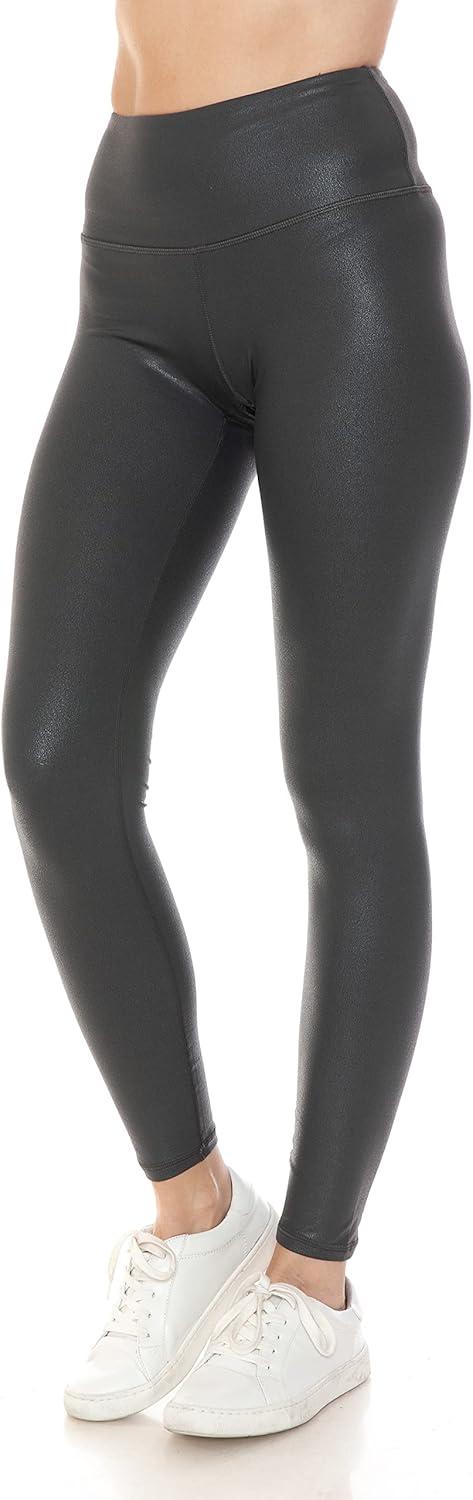 imageLeggings Depot Womens High Waist Faux Leather Leggings Tights Pleather PantsMattecharcoal