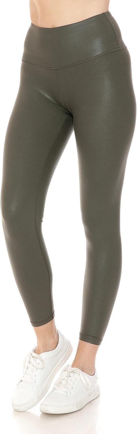 imageLeggings Depot Womens High Waist Faux Leather Leggings Tights Pleather PantsMatteolive
