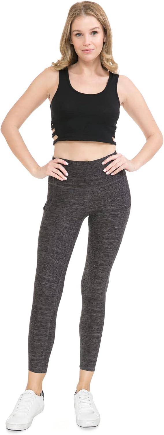 imageLeggings Depot Womens High Waist Faux Leather Leggings Tights Pleather PantsSpace Dye Charcoal