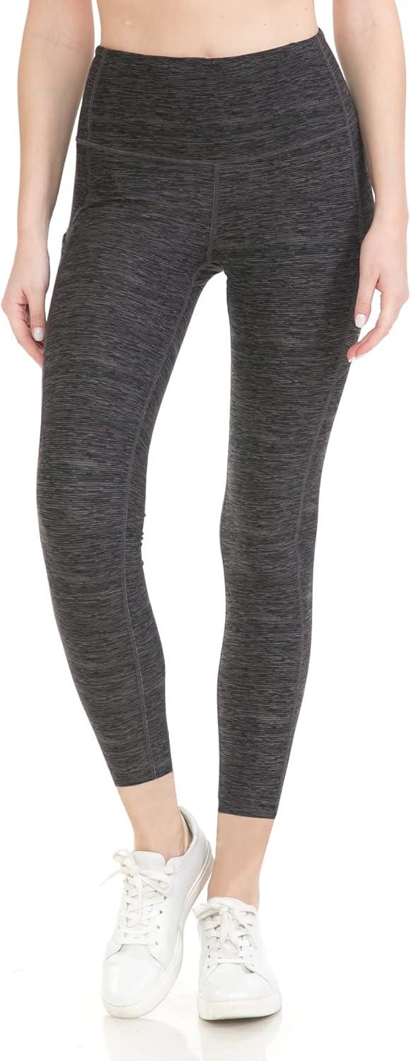 imageLeggings Depot Womens High Waist Faux Leather Leggings Tights Pleather PantsSpace Dye Charcoal