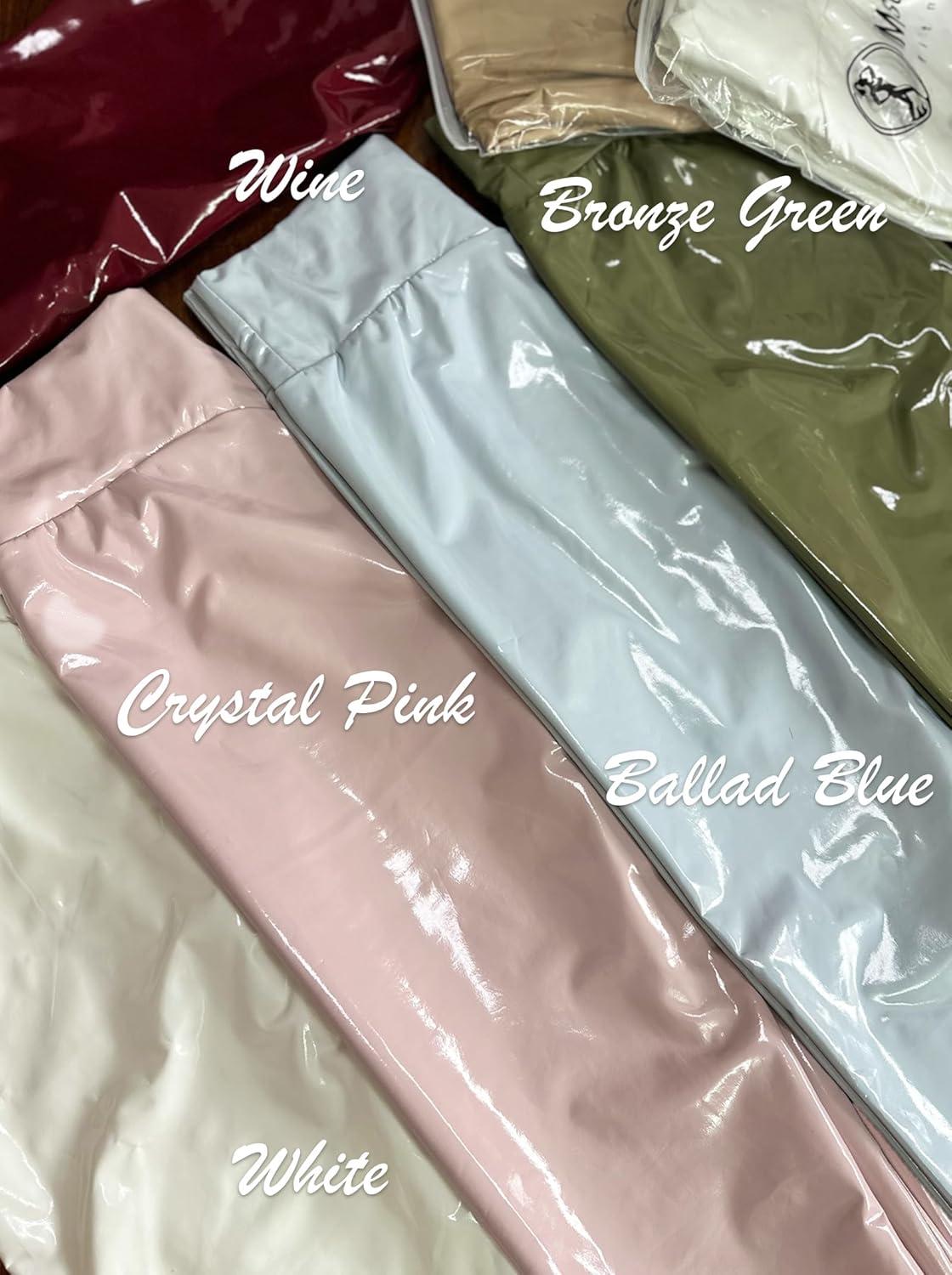 imagePatent Faux Leather Leggings for Women High Waisted Butt Lifting Lacquer Pleather Latex Shiny Pants Concert OutfitsBallad Blue