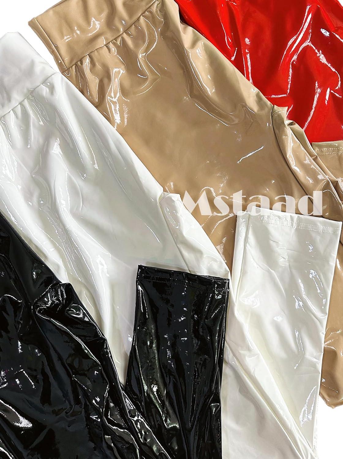 imagePatent Faux Leather Leggings for Women High Waisted Butt Lifting Lacquer Pleather Latex Shiny Pants Concert OutfitsSuper Hot Red